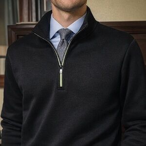 Men's Black Quarter-Zip Pullover Sweater